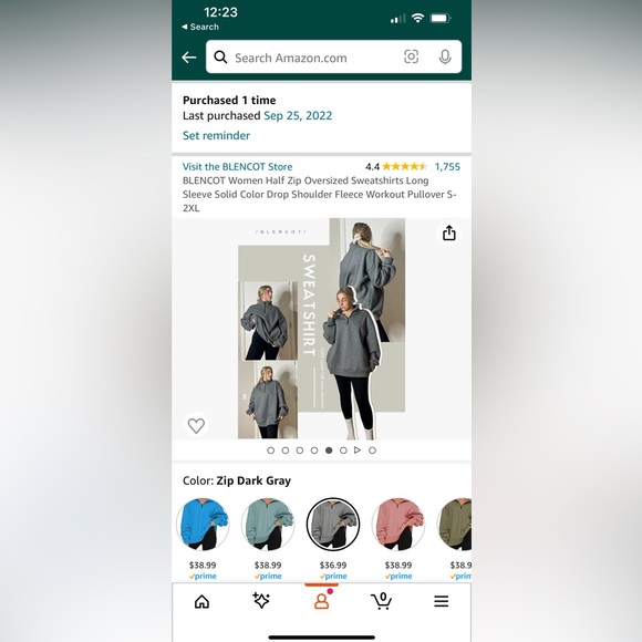 BLENCOT Women Half Zip Oversized Sweatshirt Long Sleeve Drop Shoulder Fleece XL - Picture 5 of 5